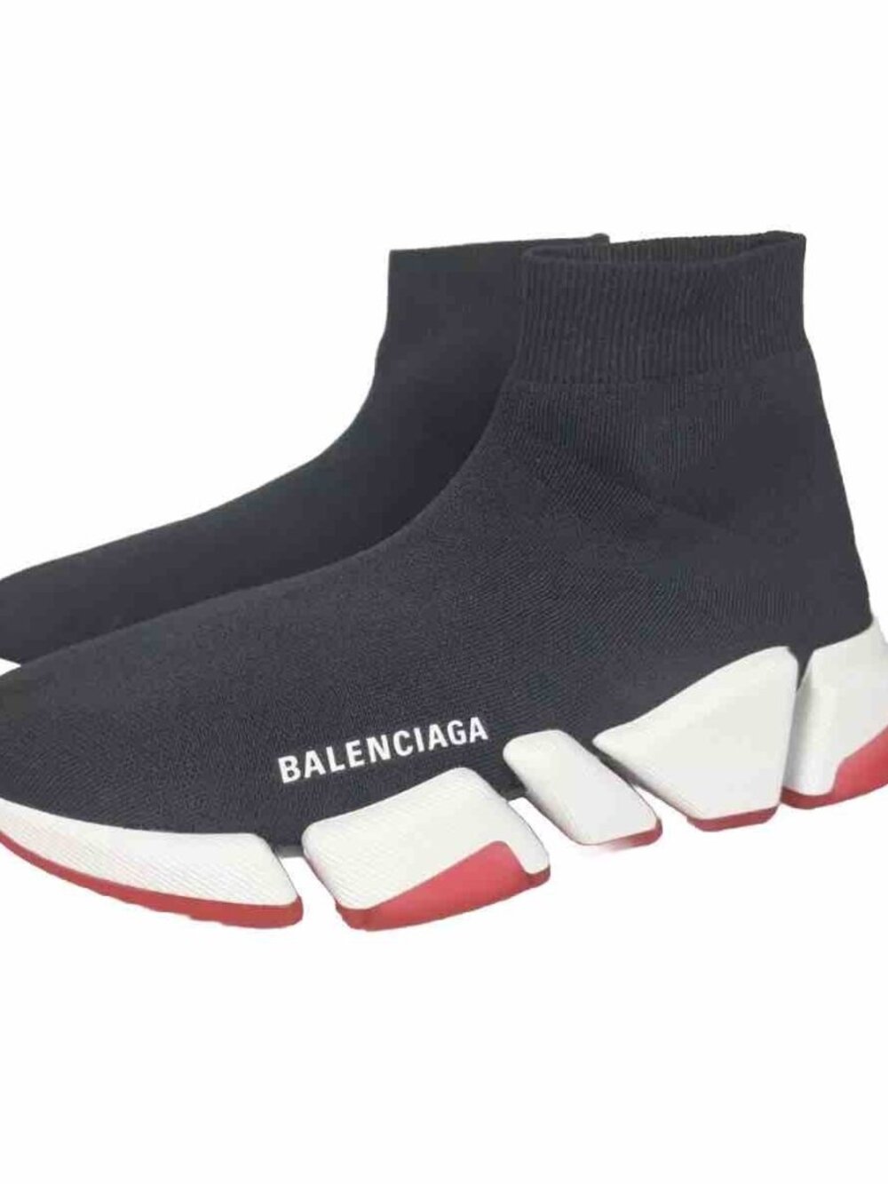 Balenciaga Speed 2.0 Sneakers Black Knit with Red Graffiti - New with Box - EU45
